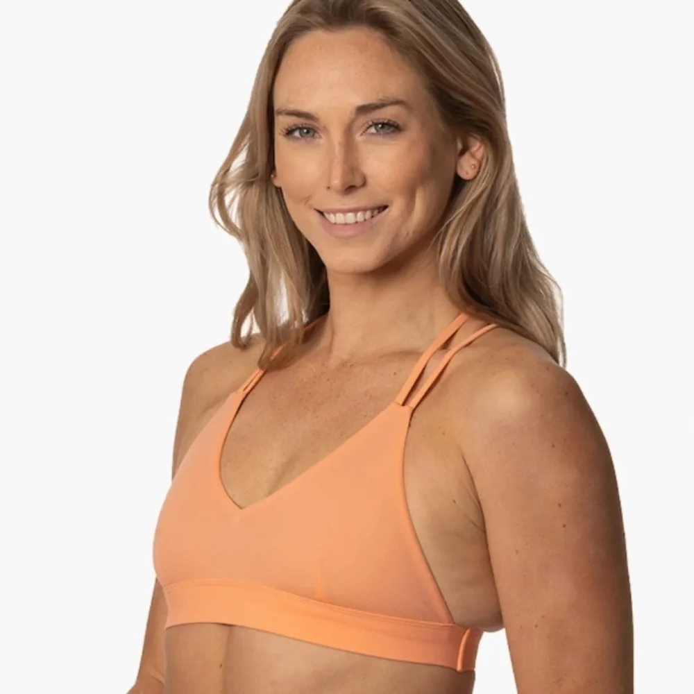 Jolyn Sunset Desert Flower Orange Bikini Top Y Back Braided